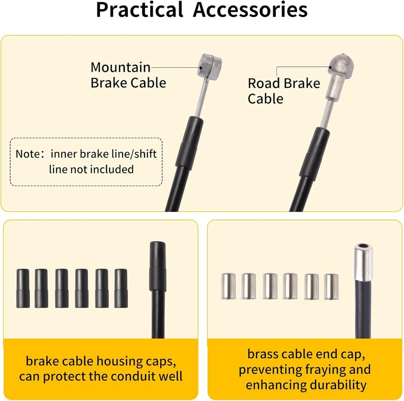 Gionfe Brake Cable Housing,Lined Bicycle/Bike Brake Cable Housing,Bicycle Brake Cable Housing,Bicycle Brake Cable Gear Wires Bikes Replacement Accessory for Mountain Road Bike, 5mm 3 Meters (Black) - Image 5
